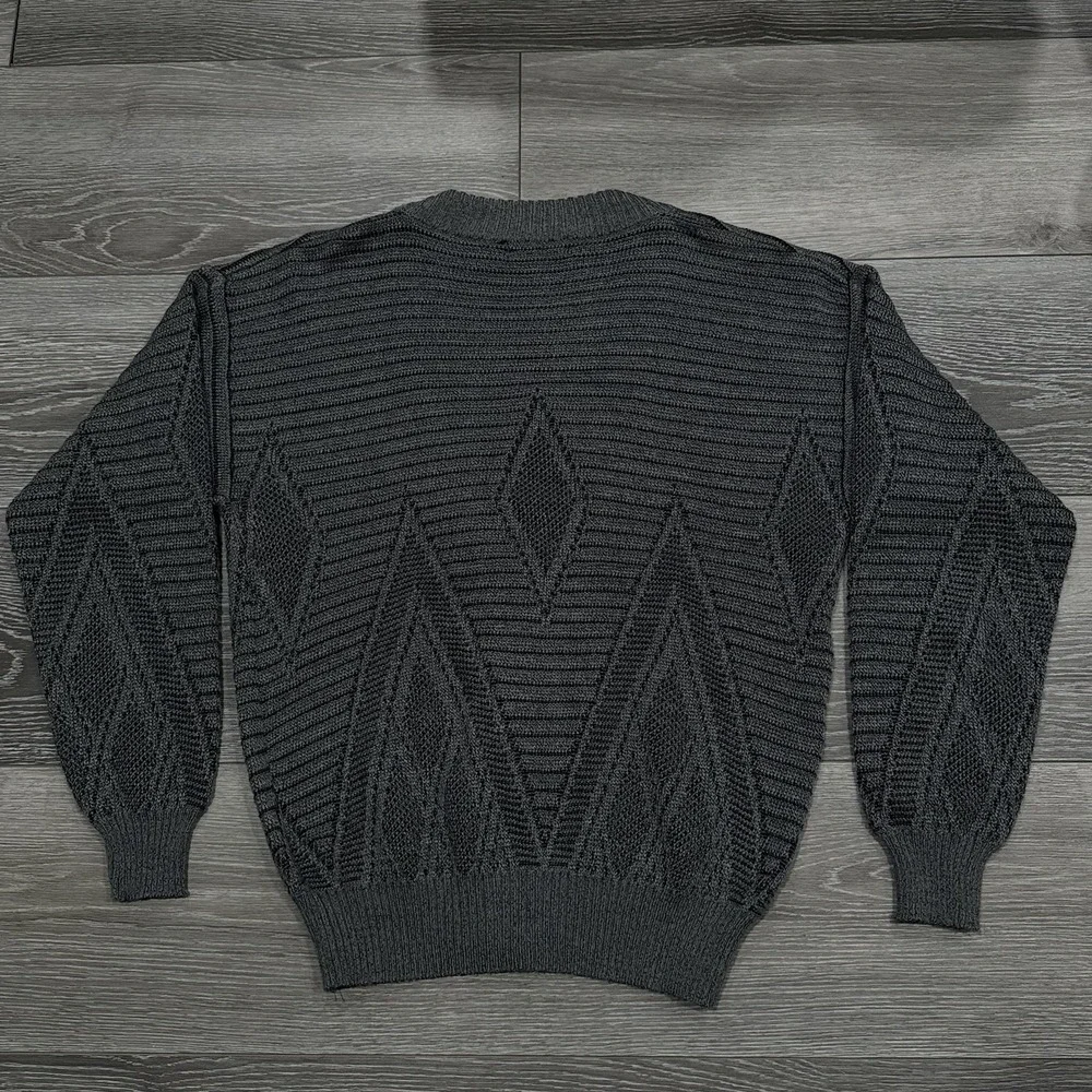 Vtg Peter England Mens Cardigan M Gray V Neck‎ Dad Grandpa Chunky Knit Sweater